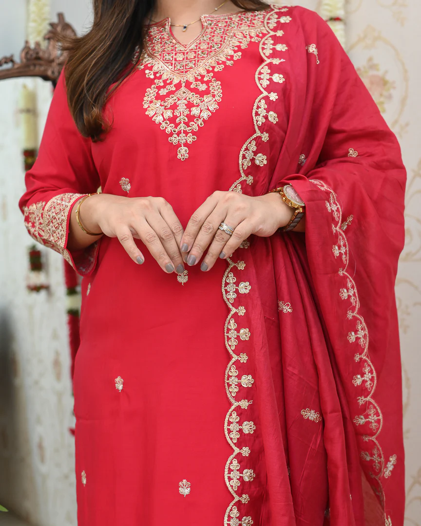 Shagun Muslin Hand Embroidered Pant Set - Image 21