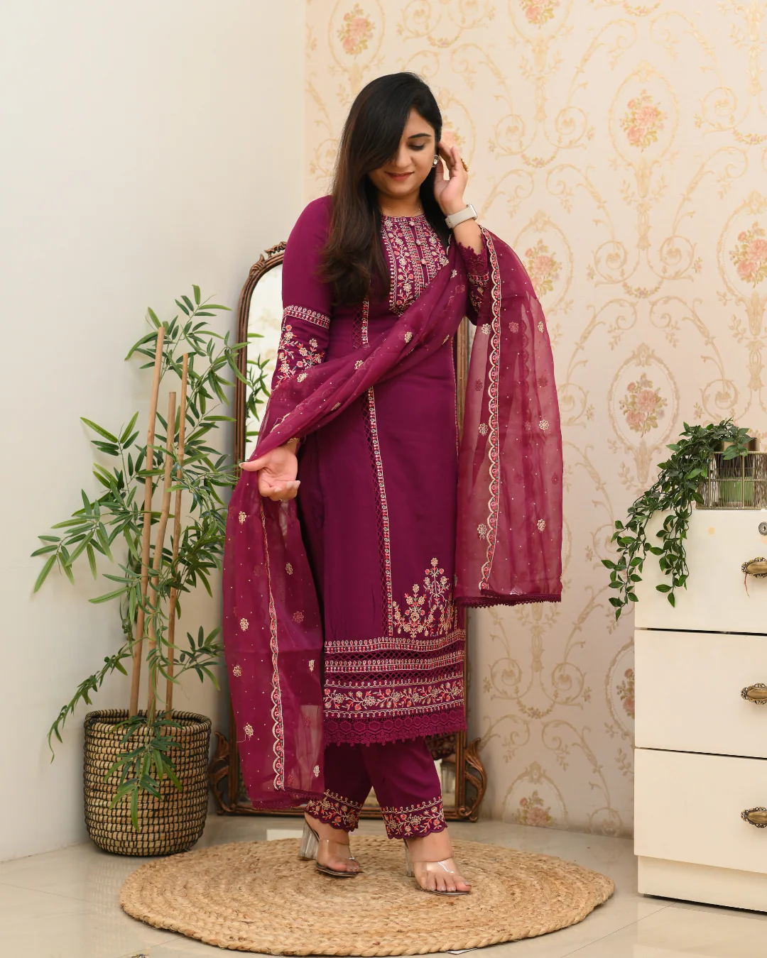 Sohanika Rayon Embroidered Straight Suit - Image 4