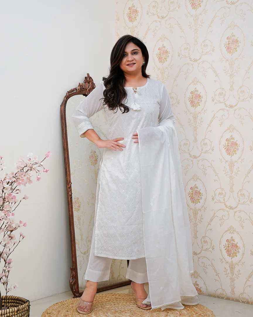 Summerish Mul Cotton Embroidered Pant Set - Image 4
