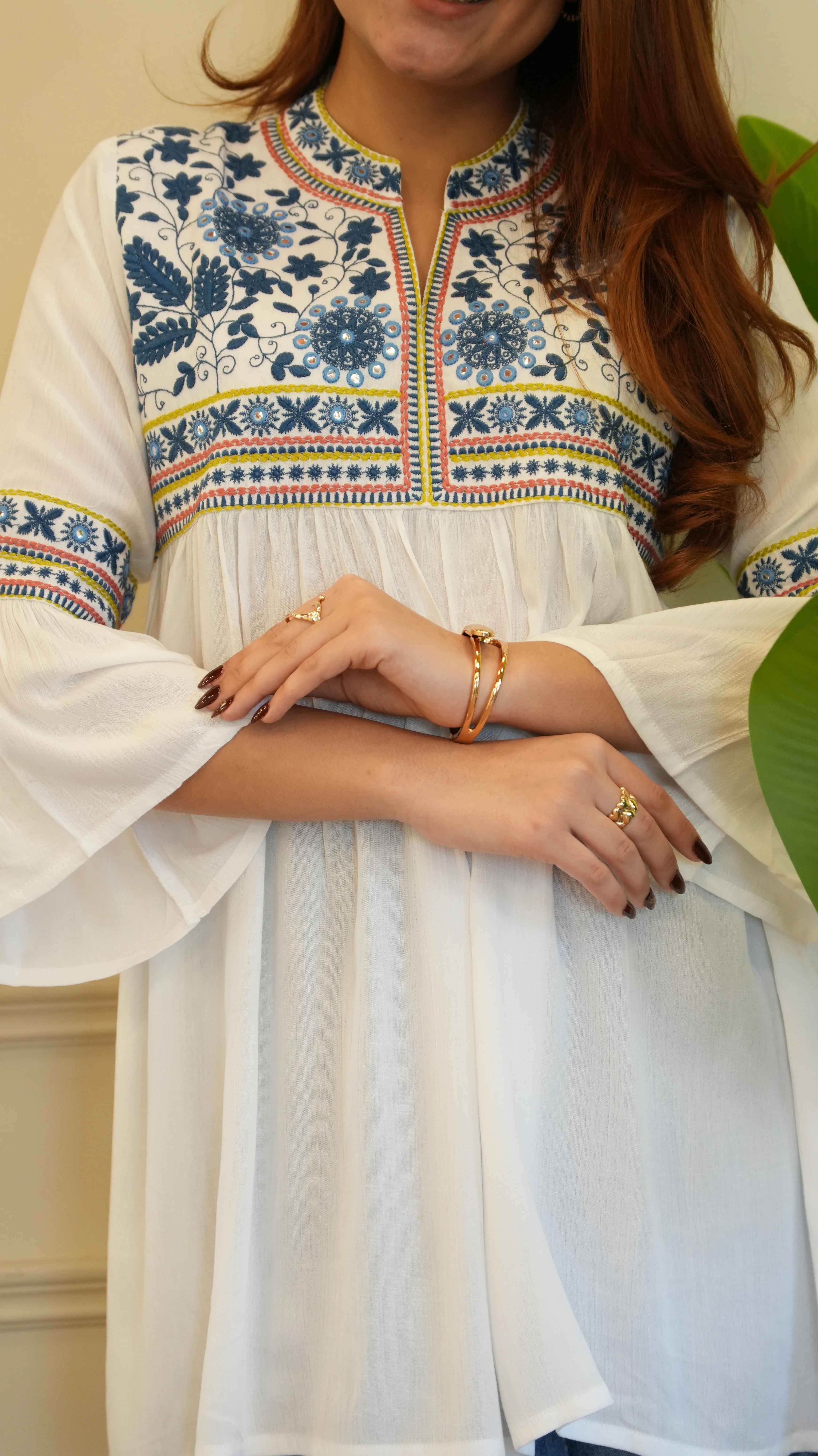 Tara Cotton Embroidered Casual Short Top - Image 6