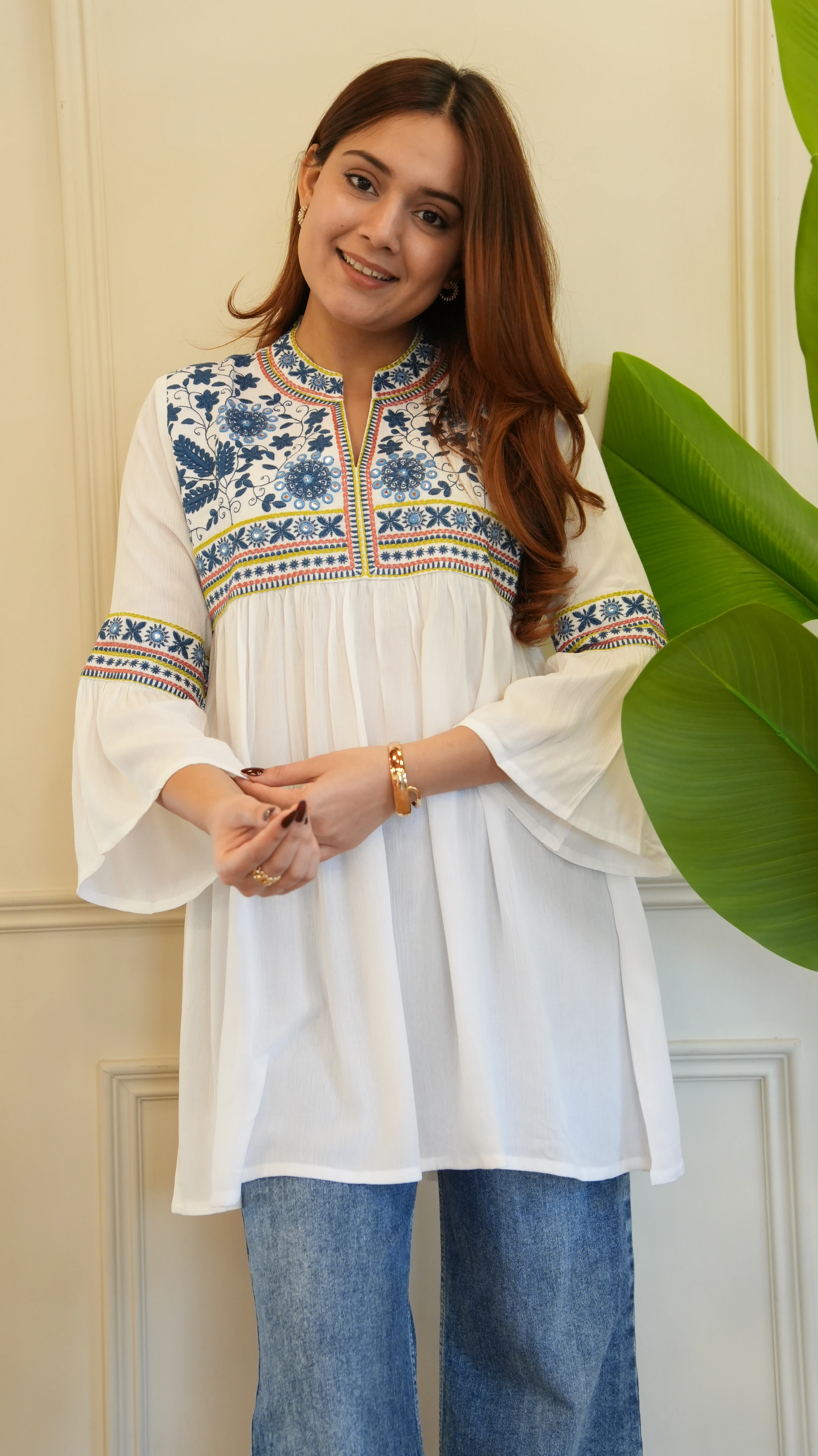 Tara Cotton Embroidered Casual Short Top - Image 7