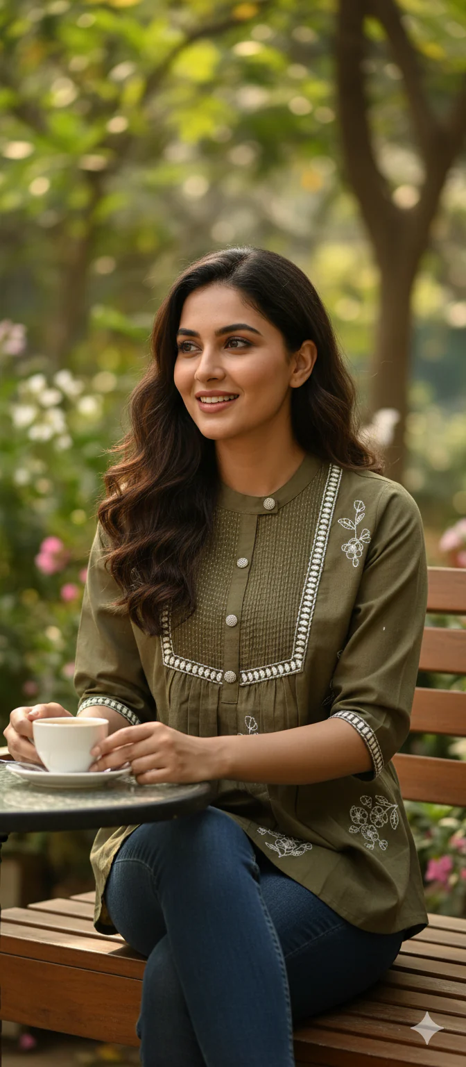 Tarini A-line cotton Embroidered Short Top - Image 2