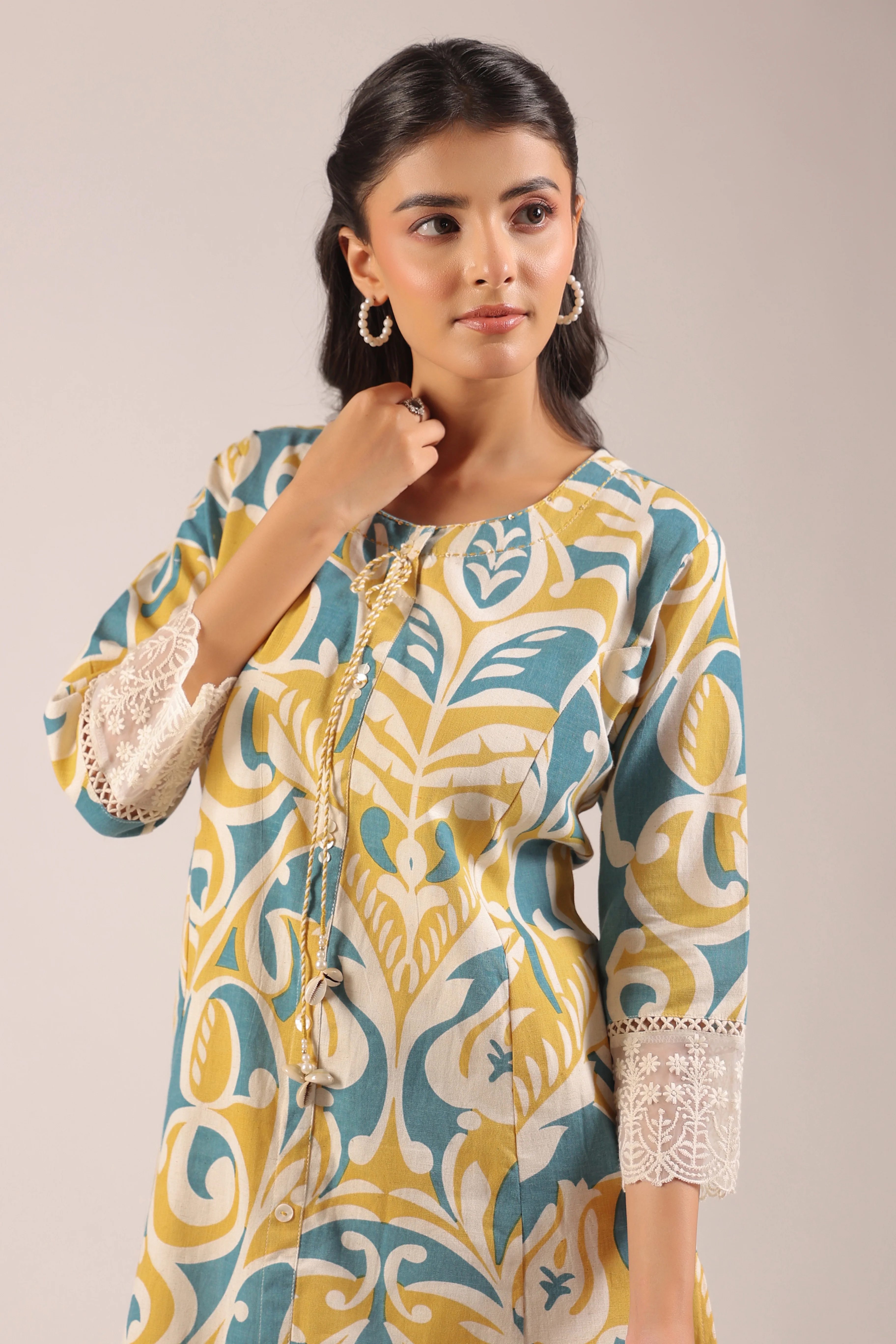 Amber Yellow A-line Cotton casual Pant Set - Image 9