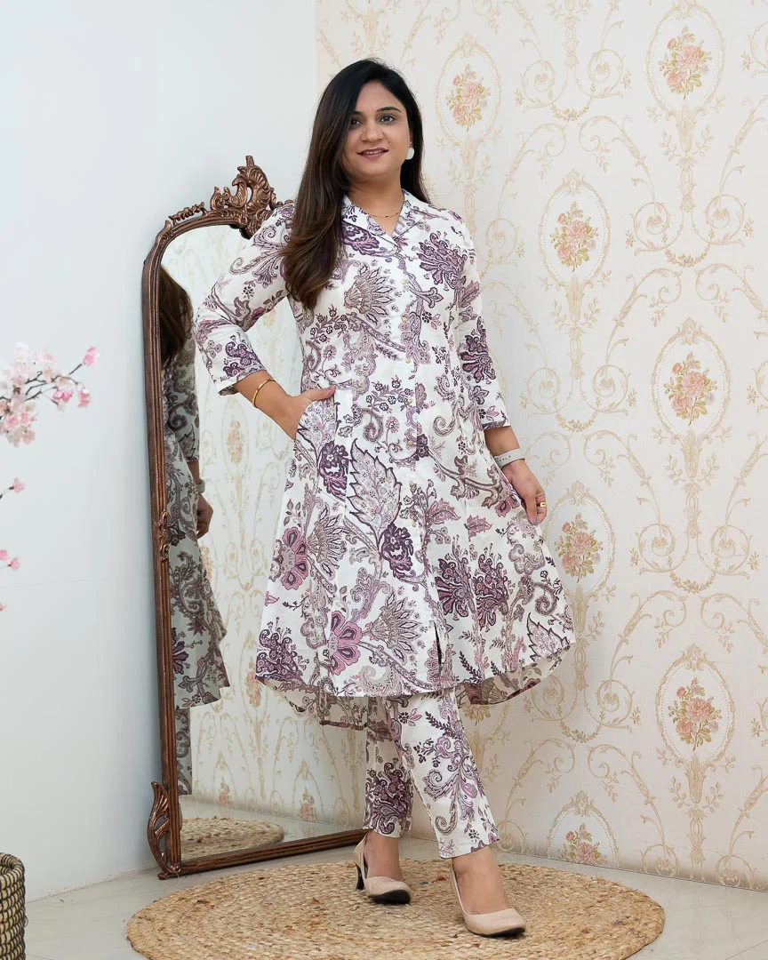 Zaisha Cotton Floral Cotton A-line Coord set - Image 4
